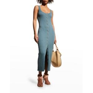 NEW Ulla Johnson Nedda Button-front Knit Dress in Salt Water Size Medium